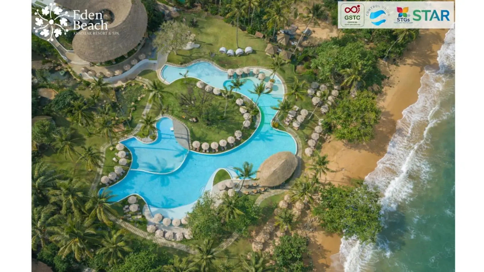 Aerial view of pool area at Eden Beach Khao Lak Resort & Spa
